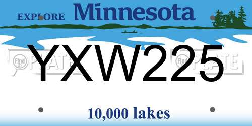 YXW225 Minnesota License Plate