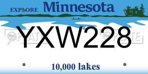 YXW228 Minnesota License Plate