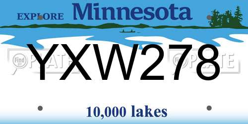 YXW278 Minnesota License Plate