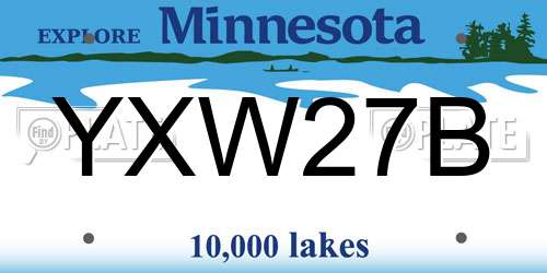 YXW27B Minnesota License Plate