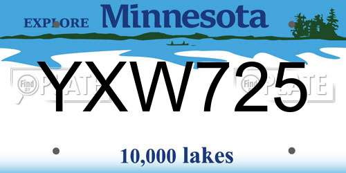 YXW725 Minnesota License Plate