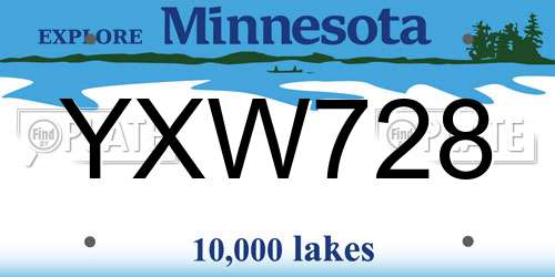 YXW728 Minnesota License Plate