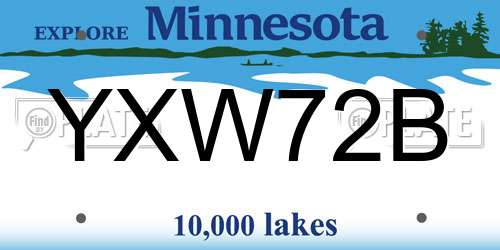 YXW72B Minnesota License Plate