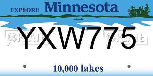 YXW775 Minnesota License Plate