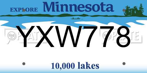 YXW778 Minnesota License Plate