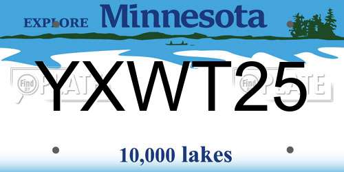 YXWT25 Minnesota License Plate