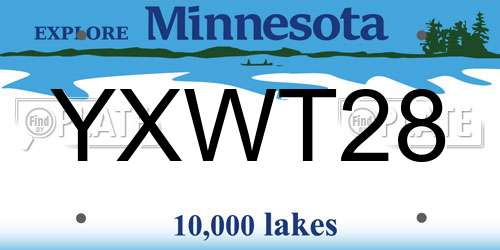 YXWT28 Minnesota License Plate