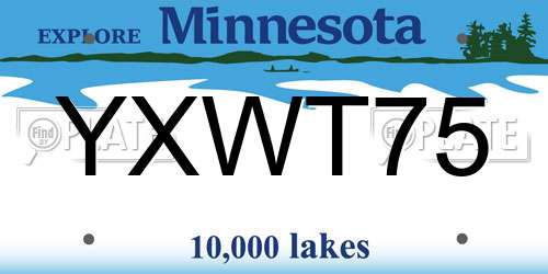 YXWT75 Minnesota License Plate