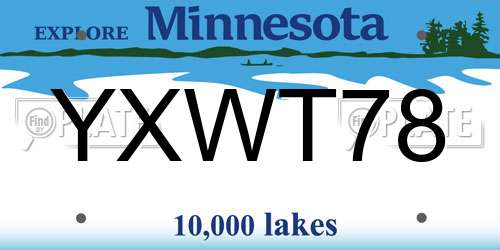 YXWT78 Minnesota License Plate