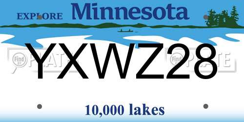 YXWZ28 Minnesota License Plate