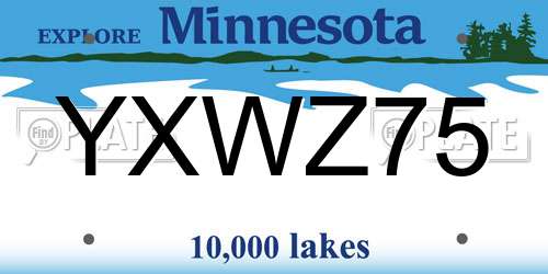 YXWZ75 Minnesota License Plate