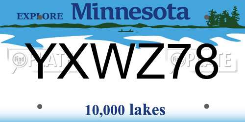 YXWZ78 Minnesota License Plate