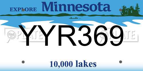 YYR369 Minnesota License Plate