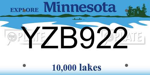 YZB922 Minnesota License Plate