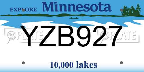 YZB927 Minnesota License Plate