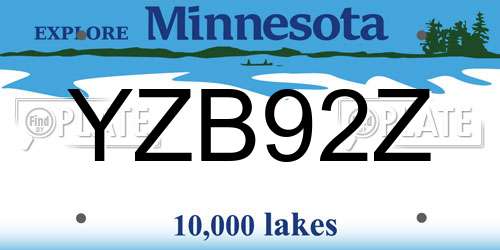 YZB92Z Minnesota License Plate