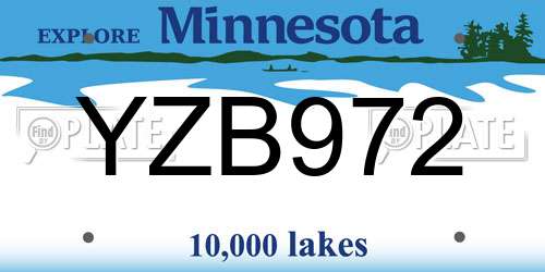 YZB972 Minnesota License Plate
