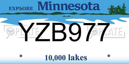 YZB977 Minnesota License Plate