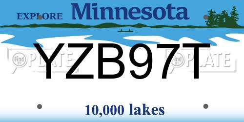 YZB97T Minnesota License Plate
