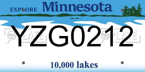 YZG0212 Minnesota License Plate
