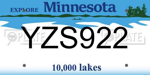 YZS922 Minnesota License Plate