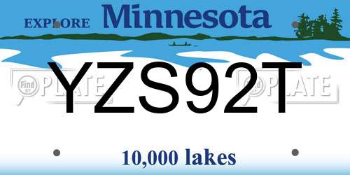 YZS92T Minnesota License Plate