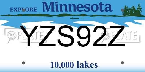 YZS92Z Minnesota License Plate