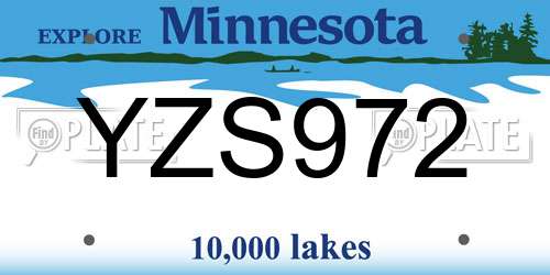 YZS972 Minnesota License Plate