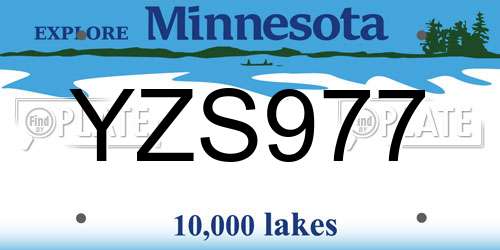 YZS977 Minnesota License Plate