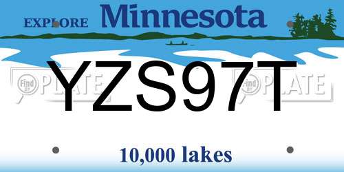 YZS97T Minnesota License Plate
