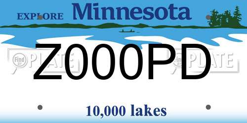 Z000PD Minnesota License Plate