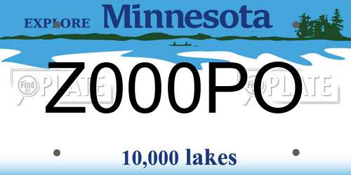Z000PO Minnesota License Plate