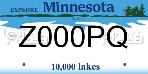 Z000PQ Minnesota License Plate