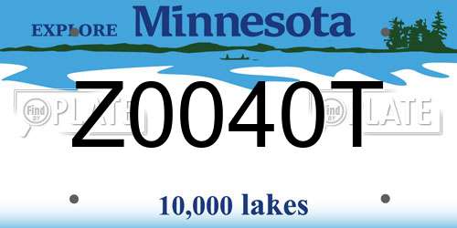 Z0040T Minnesota License Plate