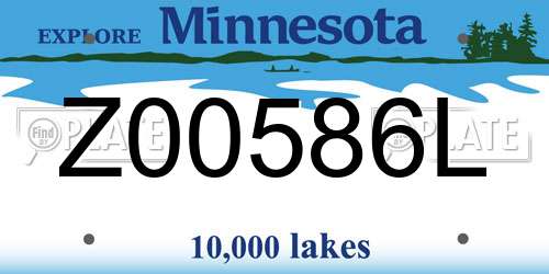 Z00586L Minnesota License Plate
