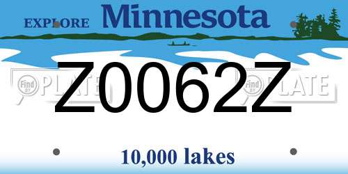 Z0062Z Minnesota License Plate