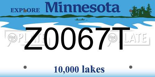 Z0067T Minnesota License Plate