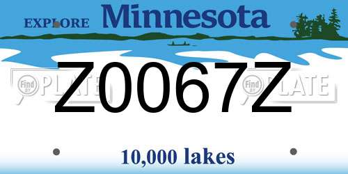 Z0067Z Minnesota License Plate