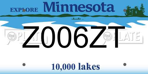 Z006ZT Minnesota License Plate