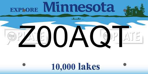 Z00AQT Minnesota License Plate