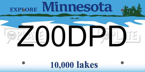 Z00DPD Minnesota License Plate