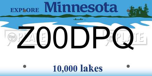 Z00DPQ Minnesota License Plate