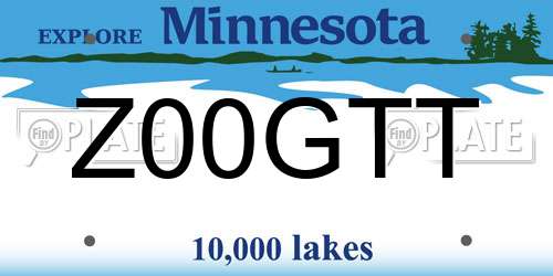 Z00GTT Minnesota License Plate
