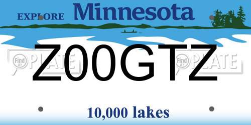 Z00GTZ Minnesota License Plate