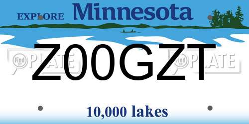 Z00GZT Minnesota License Plate