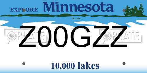 Z00GZZ Minnesota License Plate