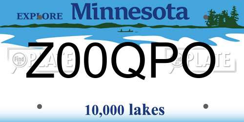Z00QPO Minnesota License Plate