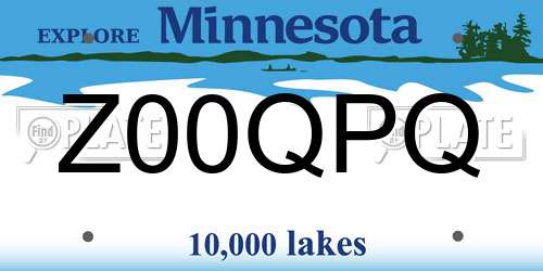 Z00QPQ Minnesota License Plate