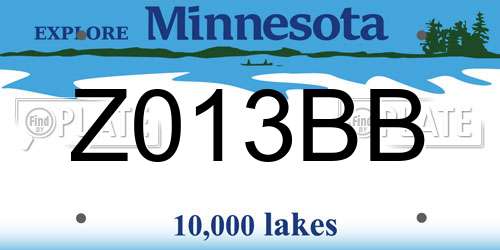 Z013BB Minnesota License Plate