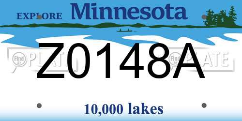 Z0148A Minnesota License Plate